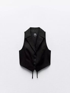 Zara Black Sleeveless Tailored Vest